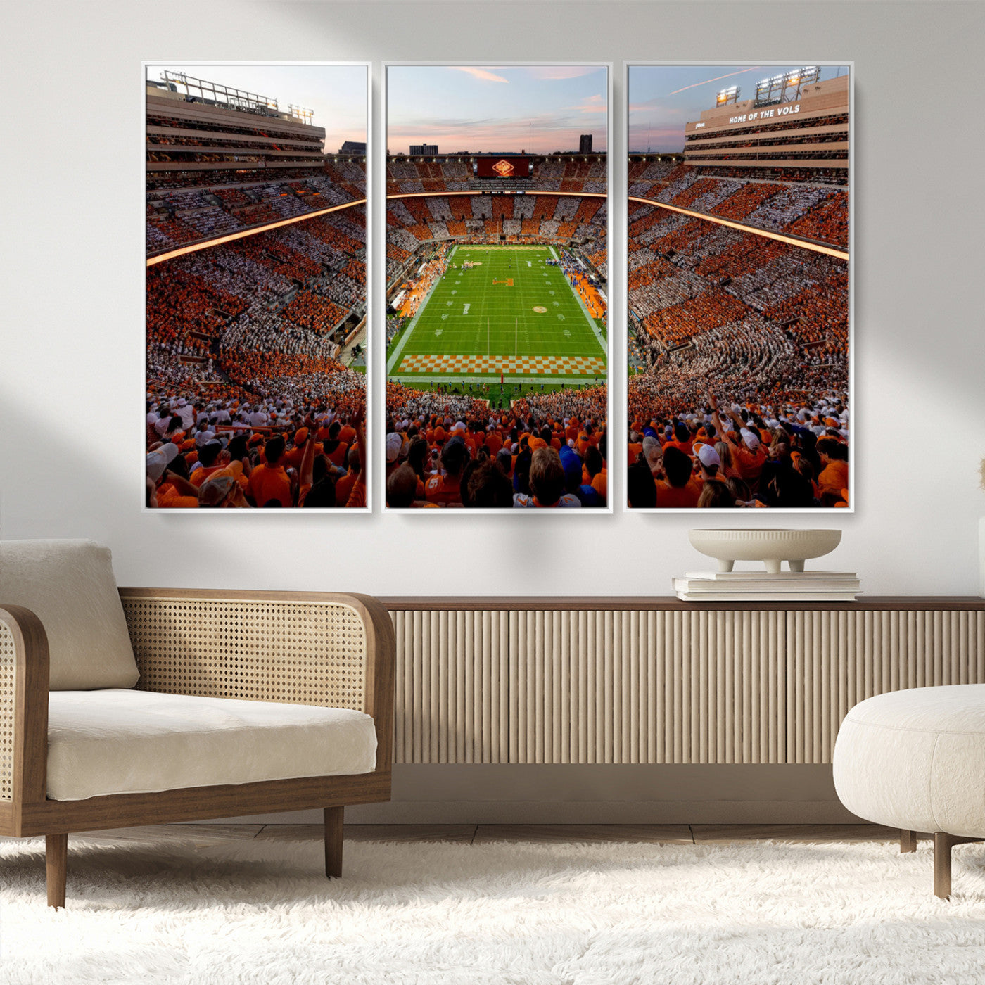 37160229-MGV-CV-48X32-3P-Tennessee Neyland Stadium Wall Art Print, Sports Arena Canvas Wall Art, Panoramic Stadium Canvas Print, Modern Athletic Field Art Printing