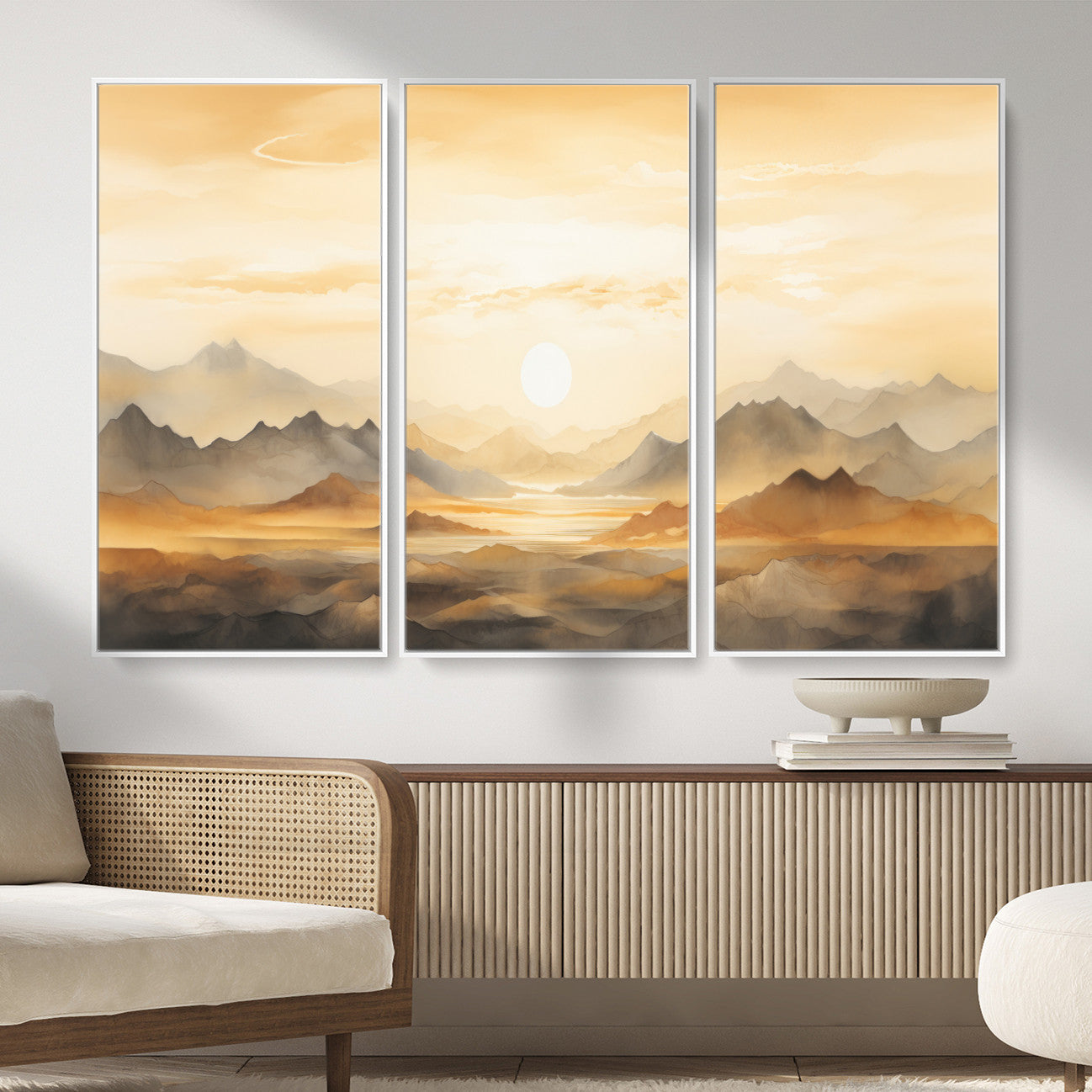 Nihat1-29-MGV-CV-36X24-Sepia Color Abstract Mountain Wall Art Canvas Print