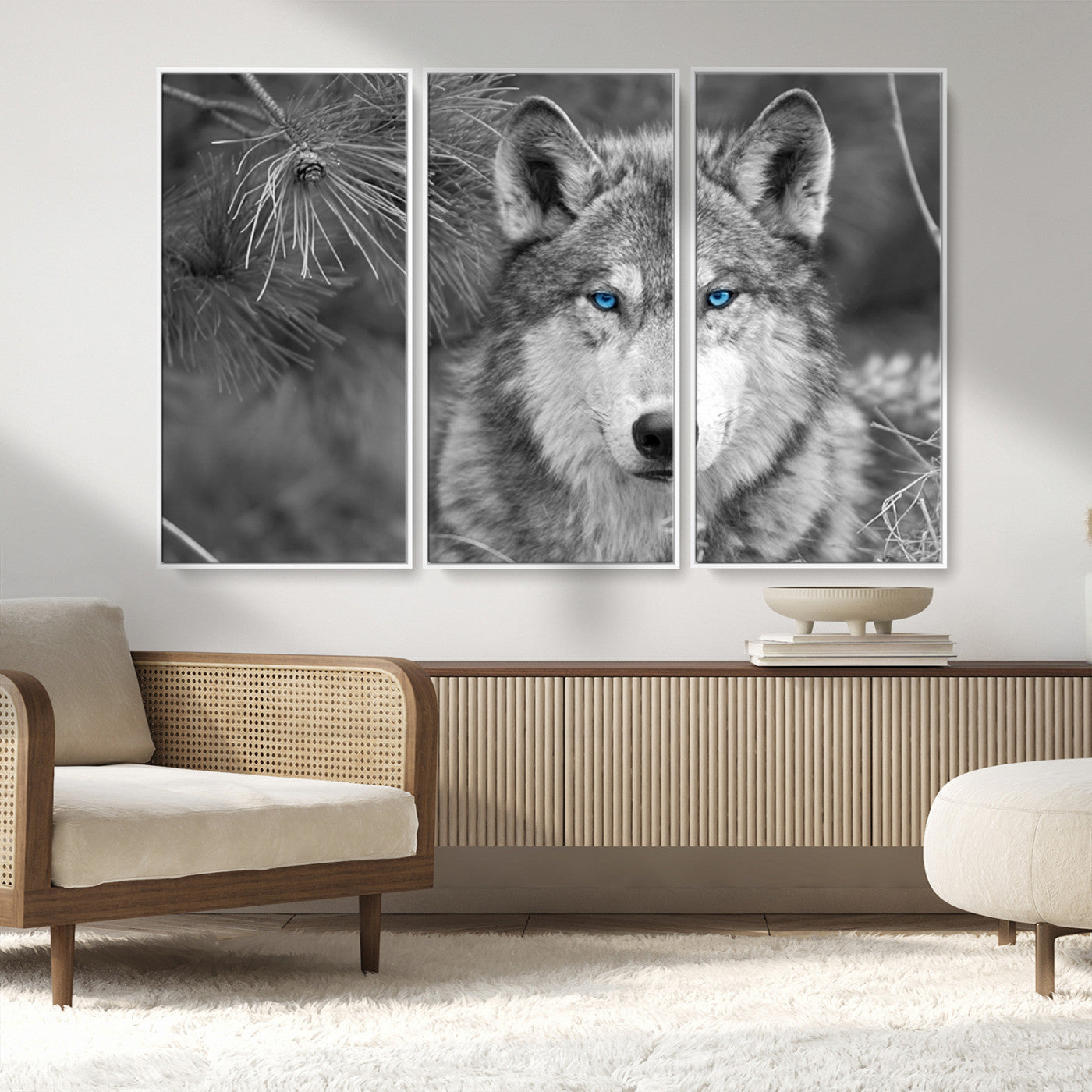 MGV-FC-48X32-3P - Wild Wolf Blue Eye Wall Art Canvas Print