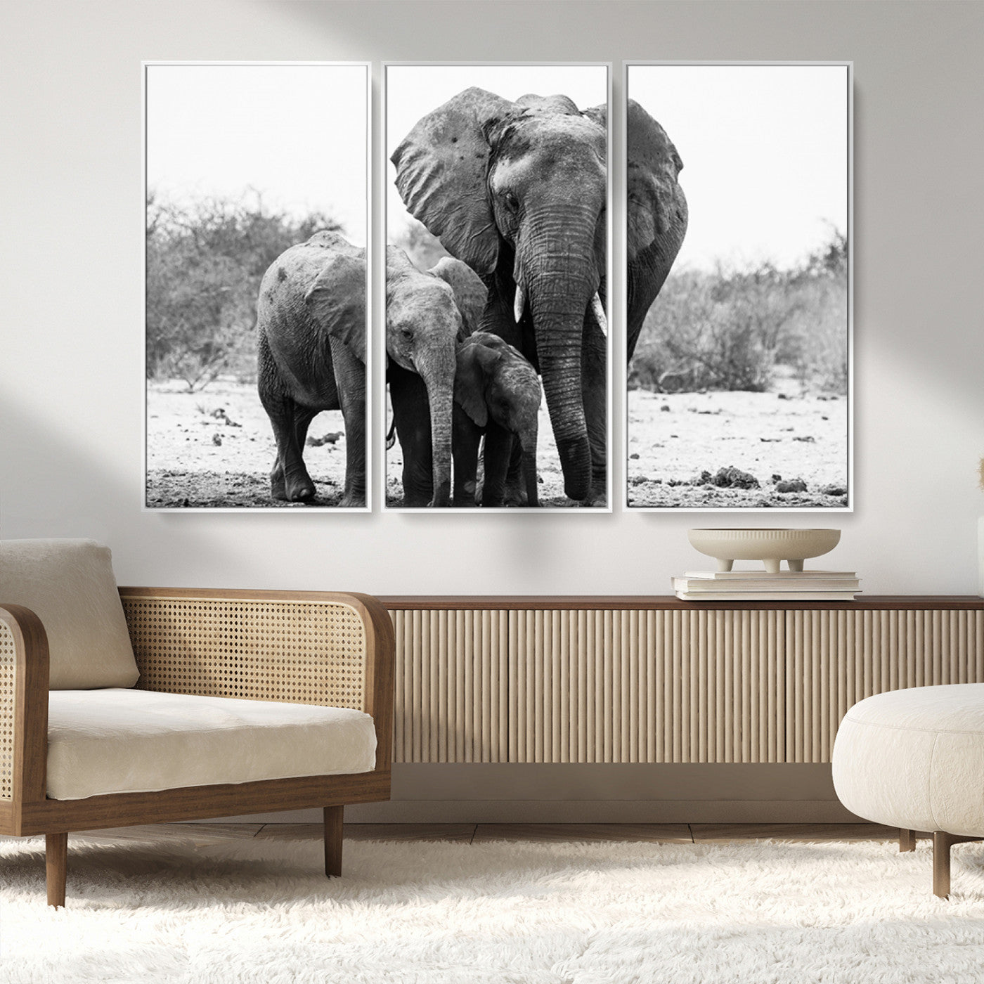 MGV-FC-48X32-3P - Elephant Family Africa Wall Art Canvas Print