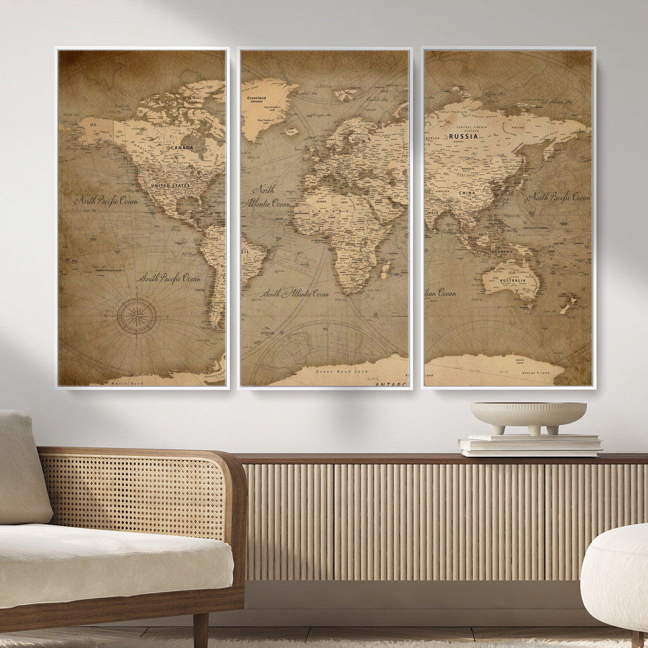 49946617-MGV-CV-36X24 - World Map Wall Art Canvas Print, Modern Decorative Framed Map Artwork Prints for Living Room, Office, Bedroom Wall Decor