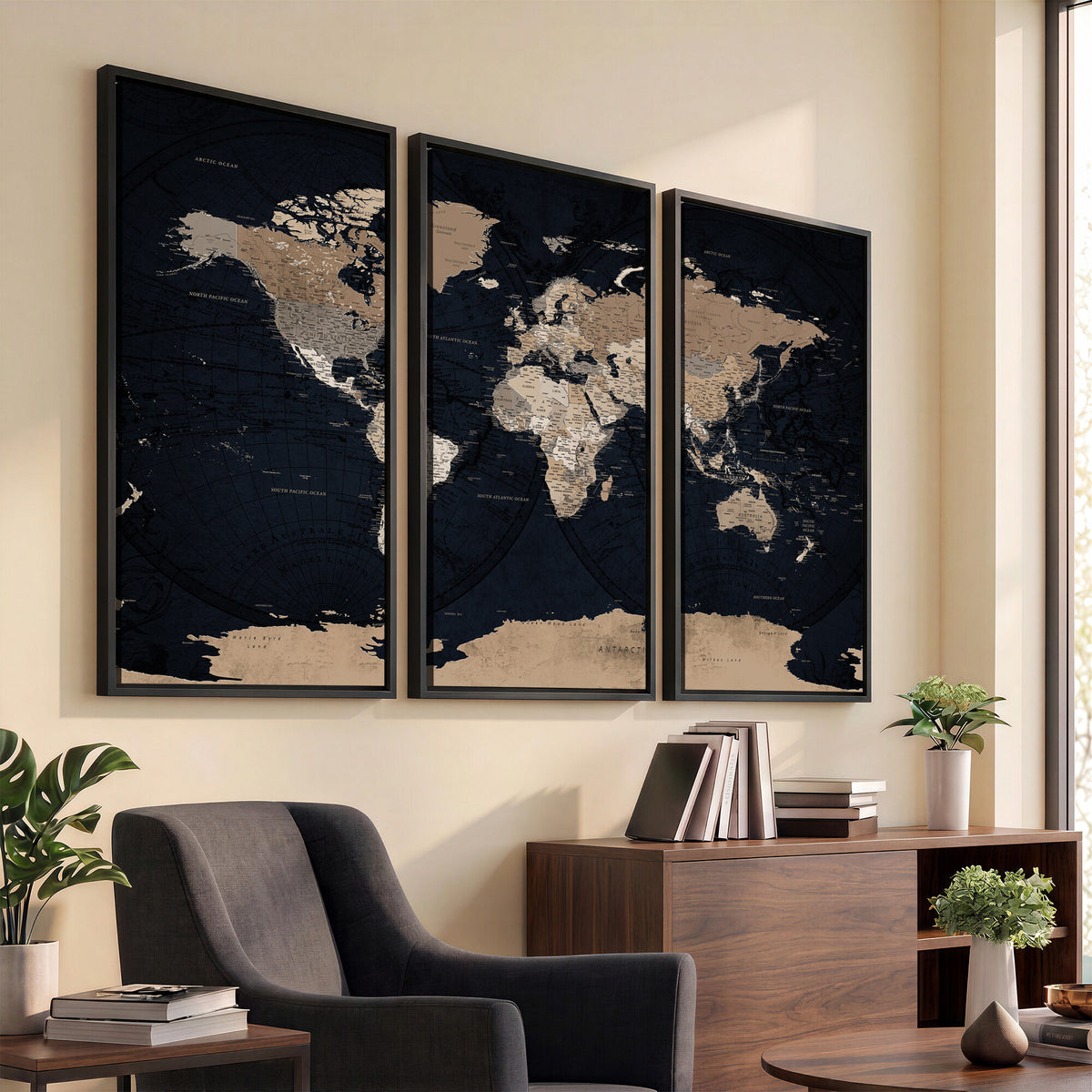 25812727-MGV-CV-36X24 - Grunge Wall Art World Map Canvas Print