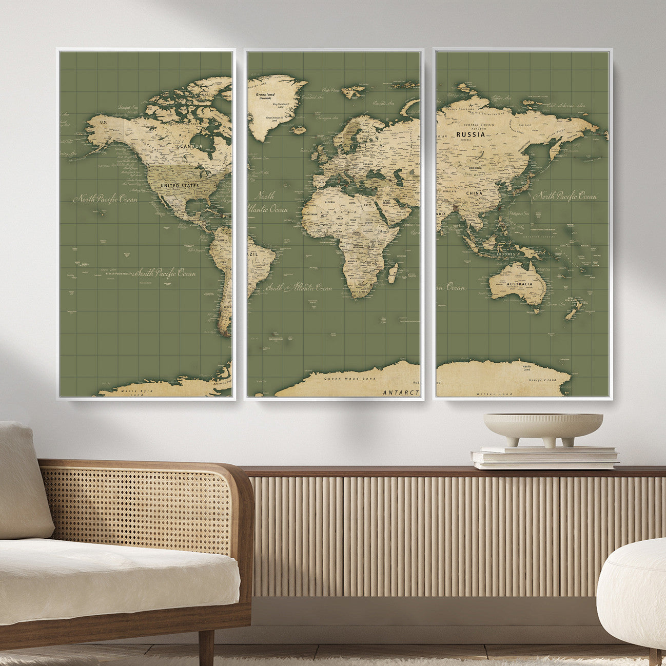 13750241-MGV-CV-36X24 - World Map Wall Art Canvas Print, Modern Decorative Framed Map Artwork Prints for Living Room, Office, Bedroom Wall Decor
