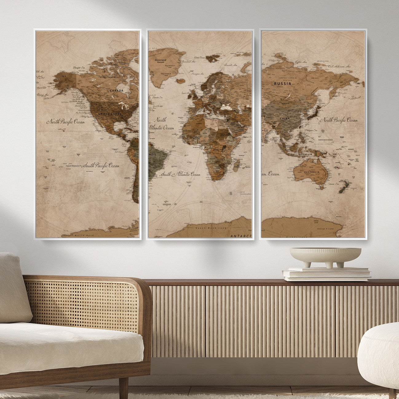 40064188-MGV-CV-36X24 - World Map Wall Art Canvas Print, Modern Decorative Framed Map Artwork Prints for Living Room, Office, Bedroom Wall Decor