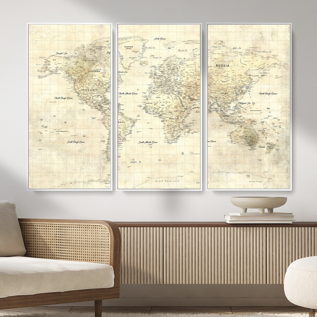17101439-MGV-CV-36X24 - World Map Wall Art Canvas Print, Modern Decorative Framed Map Artwork Prints for Living Room, Office, Bedroom Wall Decor