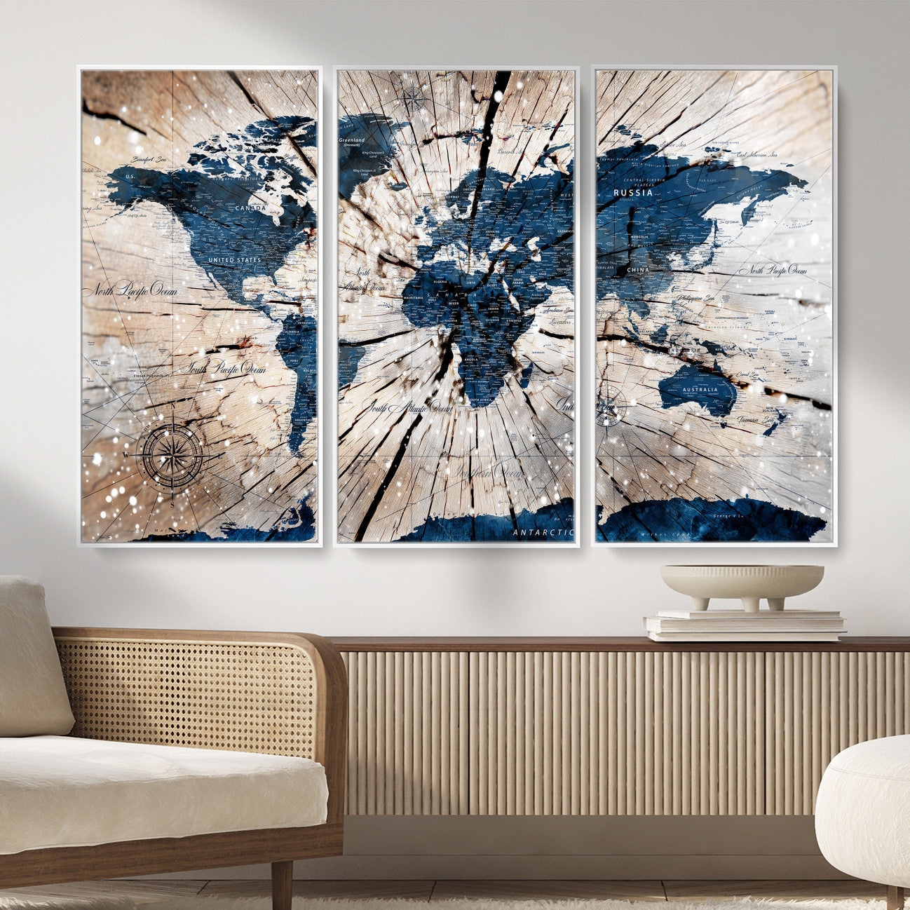 19478704-MGV-CV-36X24 - World Map Wall Art Canvas Print, Modern Decorative Framed Map Artwork Prints for Living Room, Office, Bedroom Wall Decor