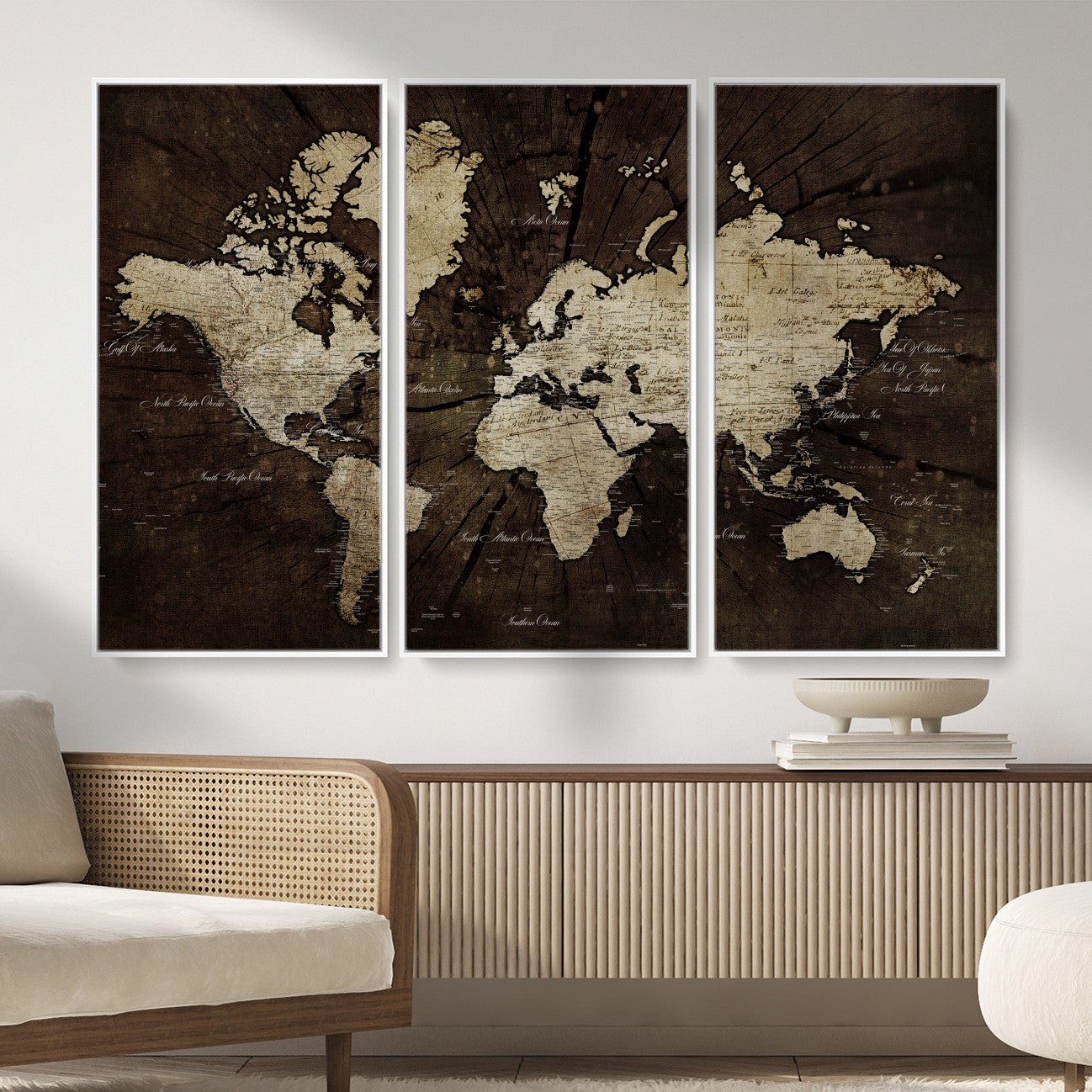 40991509-MGV-CV-36X24 - World Map Wall Art Canvas Print, Modern Decorative Framed Map Artwork Prints for Living Room, Office, Bedroom Wall Decor