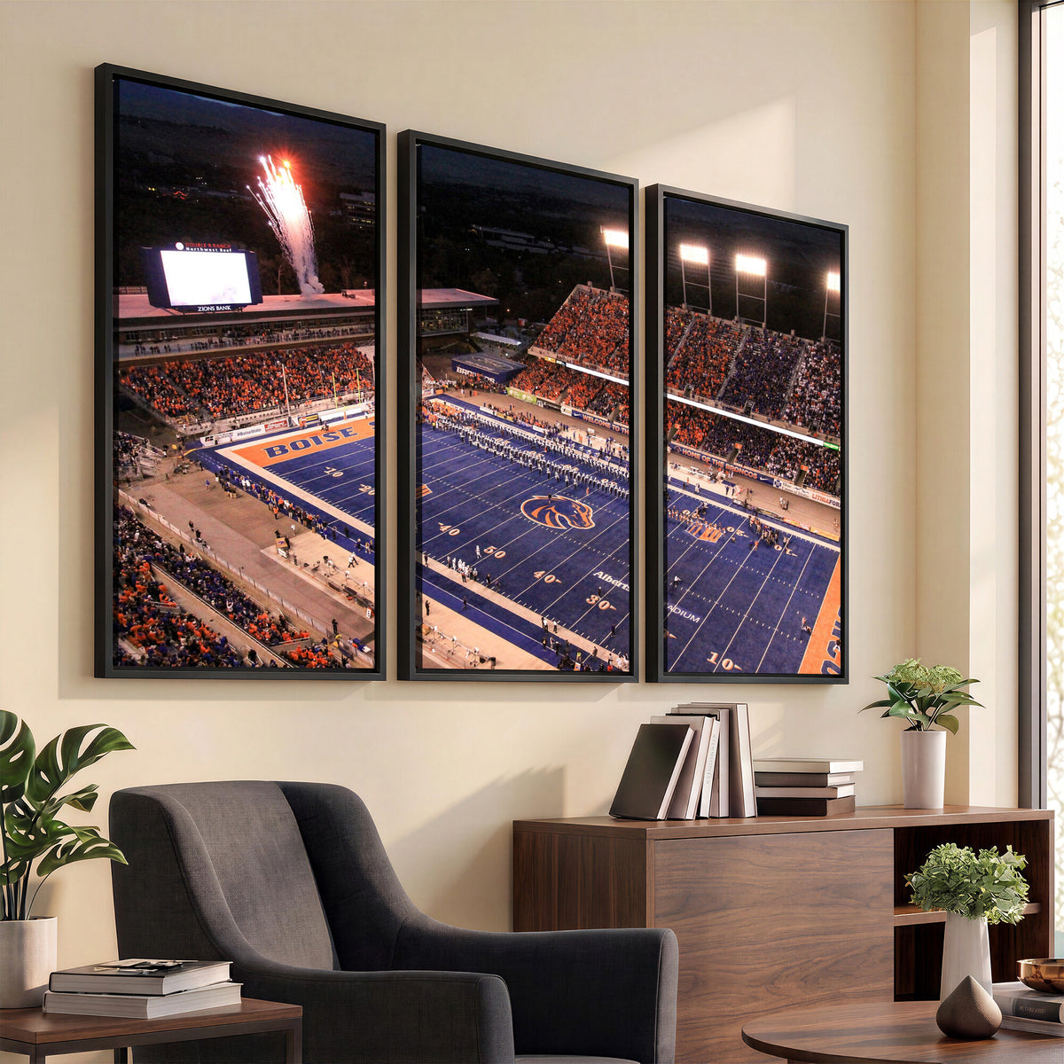 58849575-MGV-CV-36X24 - Boise State Stadium Large Wall Art Canvas Print for Living Room and Game Room Decor