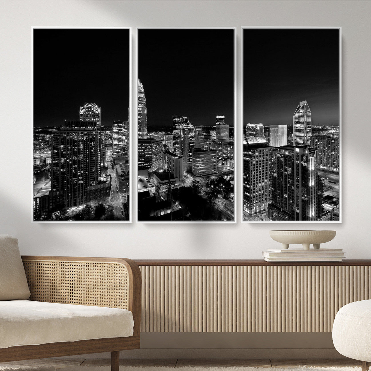 68329345-MGV-CV-36X24 - Atlanta Skyline Wall Art Canvas Print, Atlanta Downtown Night Cityscape Print for Modern Urban Wall Decor