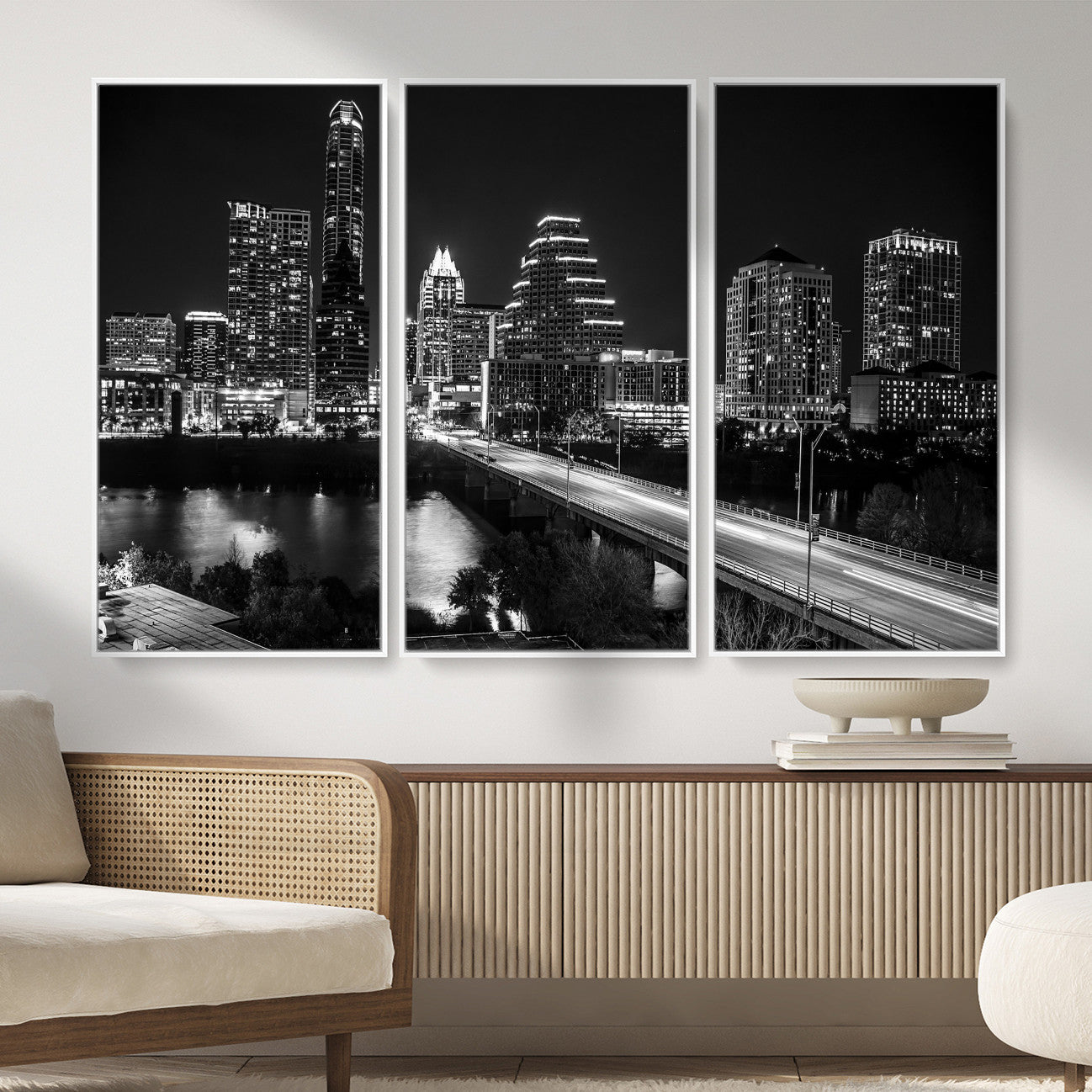 37531750-MGV-CV-36X24 - Austin Skyline Wall Art Canvas Print, Austin Downtown Night Cityscape Print for Modern Urban Wall Decor