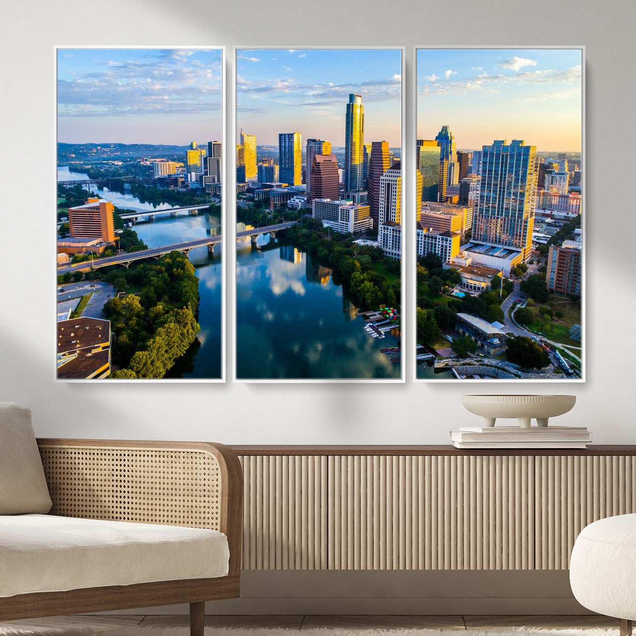 33675326-MGV-CV-36X24 - Austin Skyline Wall Art Canvas Print, Austin Downtown Night Cityscape Print for Modern Urban Wall Decor