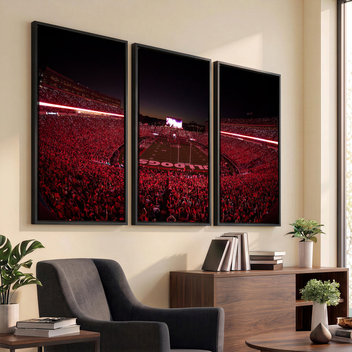 76277124-MGV-CV-36X24 - Sanford Stadium Wall Art Canvas Print – Georgia Bulldogs Football Artwork Print for Home, Office, and Sports Room Decor
