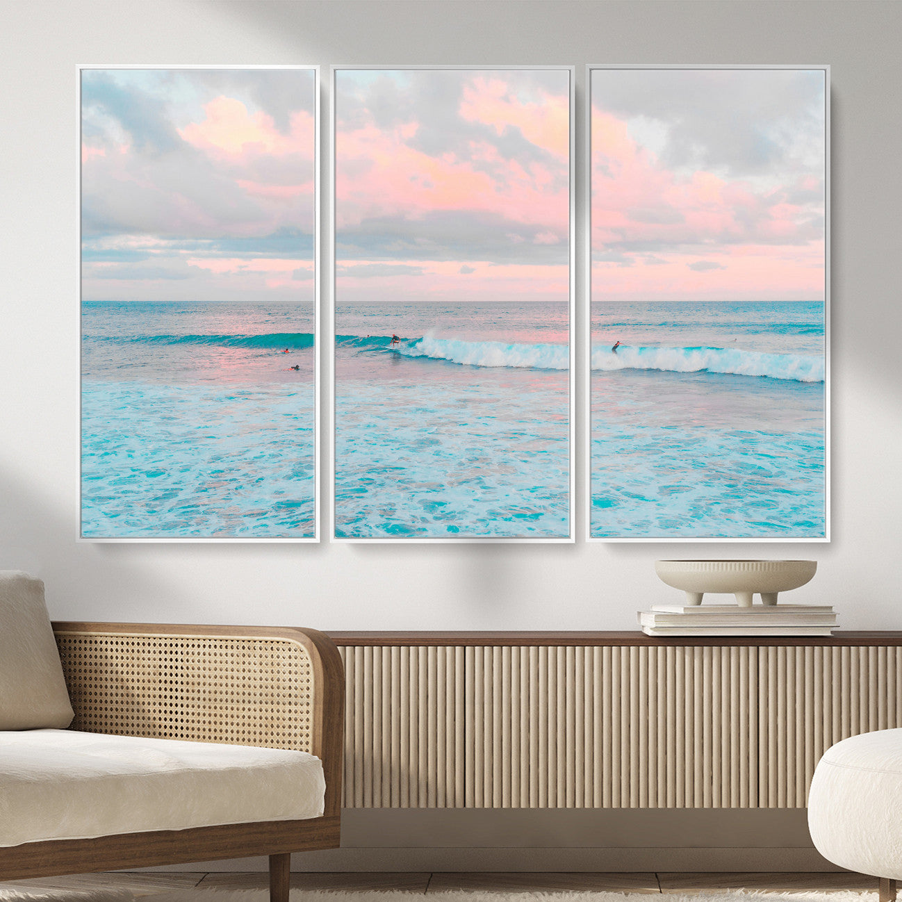 73216461-MGV-CV-36X24 - Ocean Wave Wall Art Canvas Print, Pastel Surf Seascape Photography, Coastal Beach Wall Decor