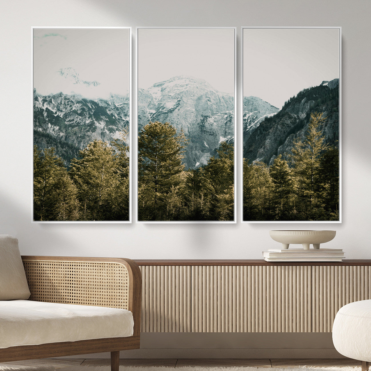 48479662-MGV-CV-36X24 - Mountain Forest Wall Art Canvas Print, Alpine Landscape Nature Photography, Moody Wilderness Wall Decor
