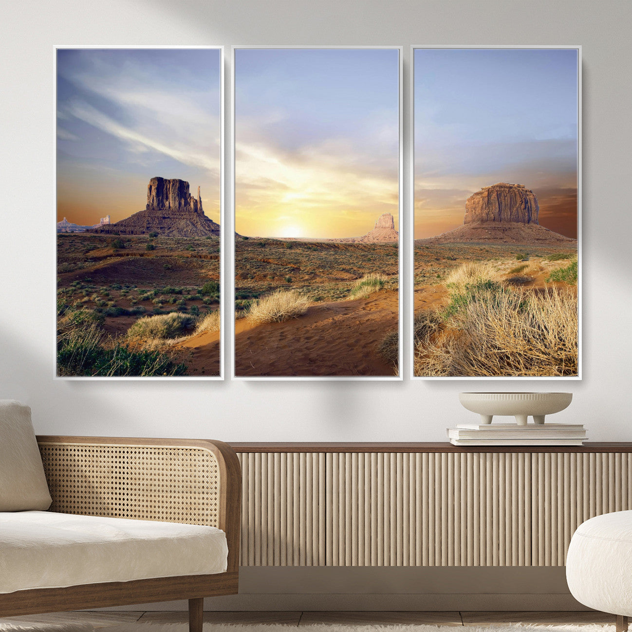 14901845-MGV-CV-36X24 - Monument Valley Desert Landscape Wall Art Canvas Print, Southwest Desert Rock Formation Canvas Print, Western Red Rock Panorama Art Printing
