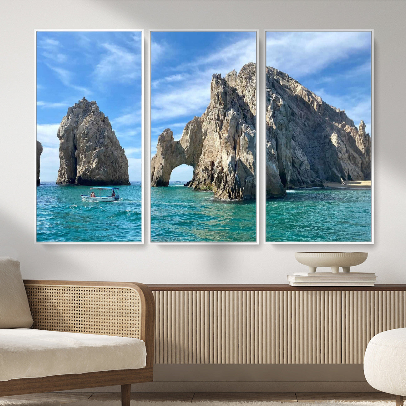 20946478-MGV-CV-36X24 - El Arco Cabo San Lucas Ocean Arch Wall Art Canvas Print, Baja California Rock Arch Seascape Canvas Print, Mexico Coastal Landmark Scenic Art Printing