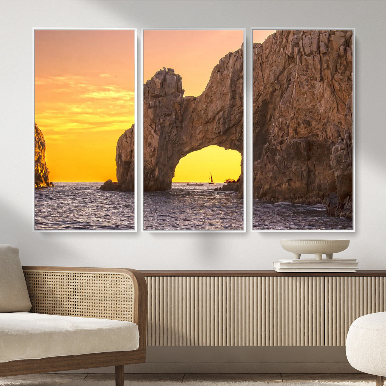 66414515-MGV-CV-36X24 - El Arco Cabo San Lucas Ocean Arch Wall Art Canvas Print, Baja California Rock Arch Seascape Canvas Print, Mexico Coastal Landmark Scenic Art Printing