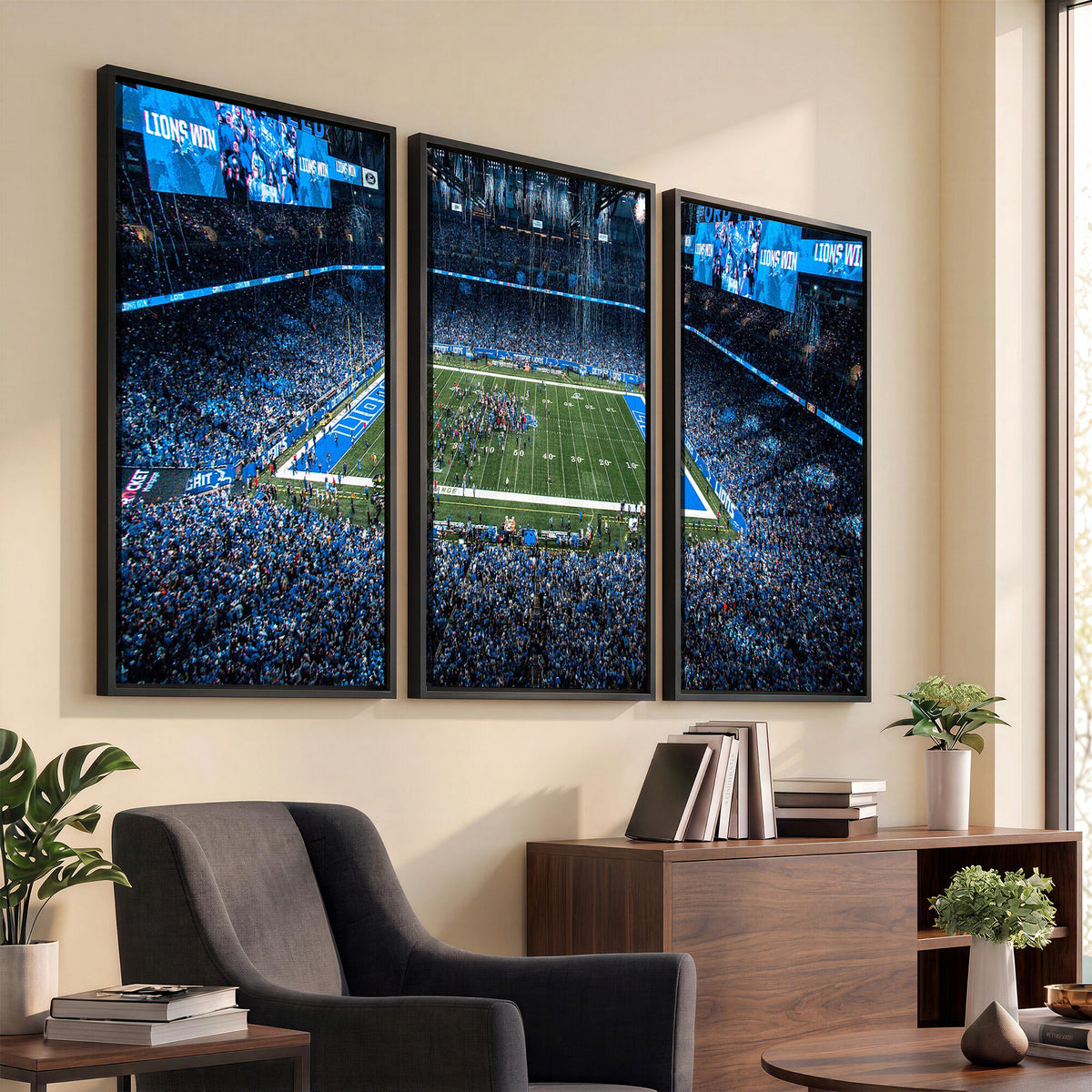 80882005-MGV-CV-36X24 - Detroit Lions Stadium Wall Art Canvas Print, Football Field Panorama
