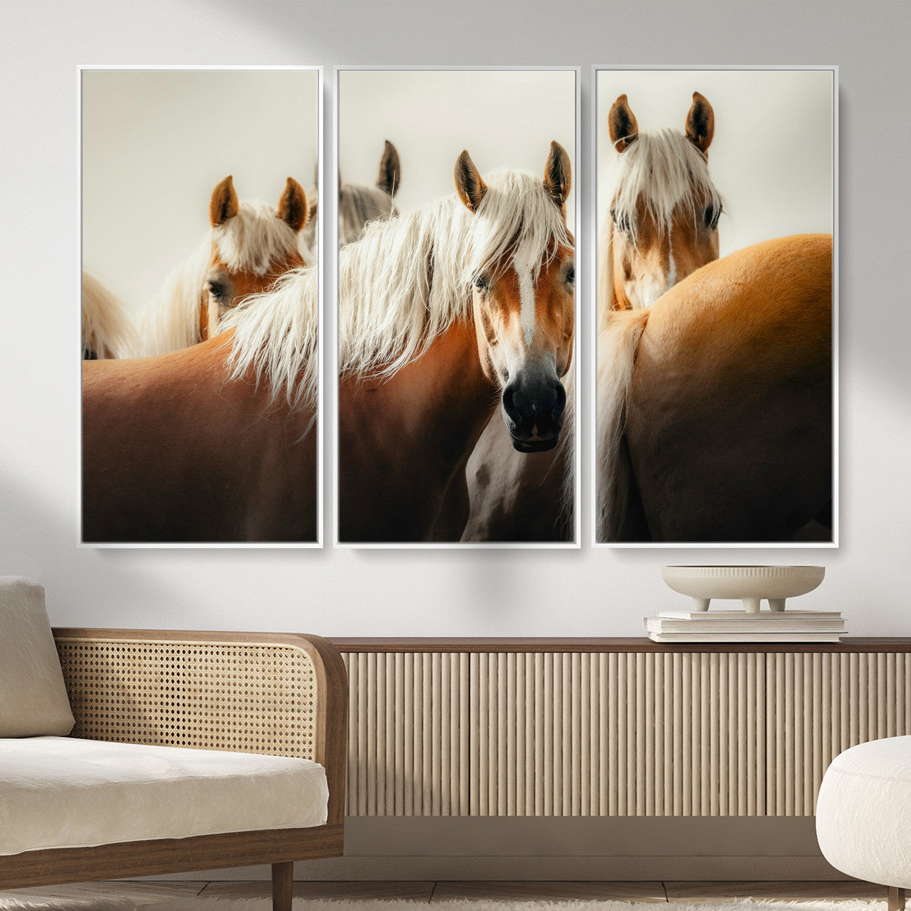 71904941-MGV-CV-36X24 - Wild Horse Herd Wall Art Canvas Print, Natural Horse Portrait Nature Wall Decor for Living Room and Office