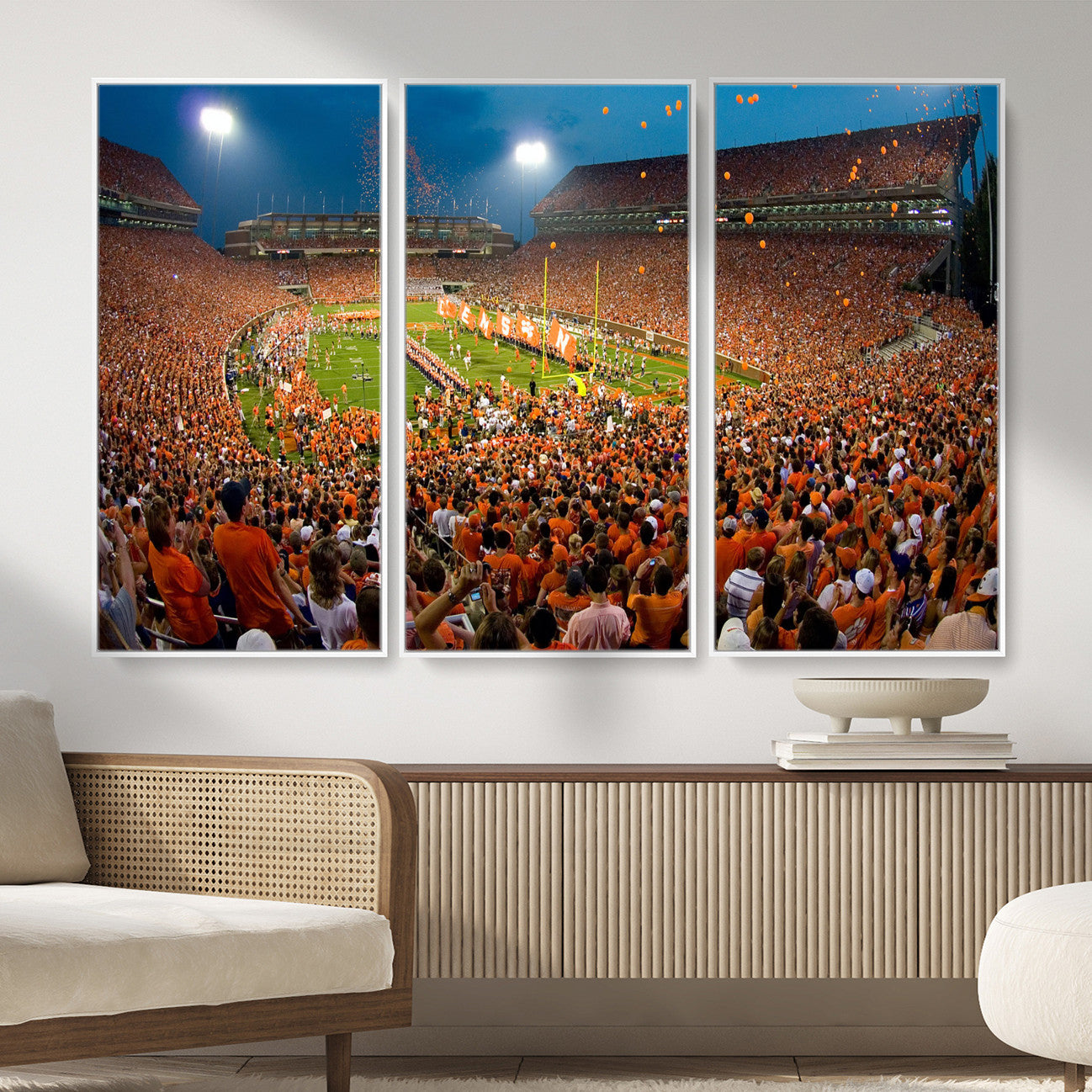 42850097-MGV-CV-36X24 - Clemson Tigers Memorial Stadium Wall Art Canvas Print, Death Valley Football Stadium Artwork, Packed Game Night Crowd Scene