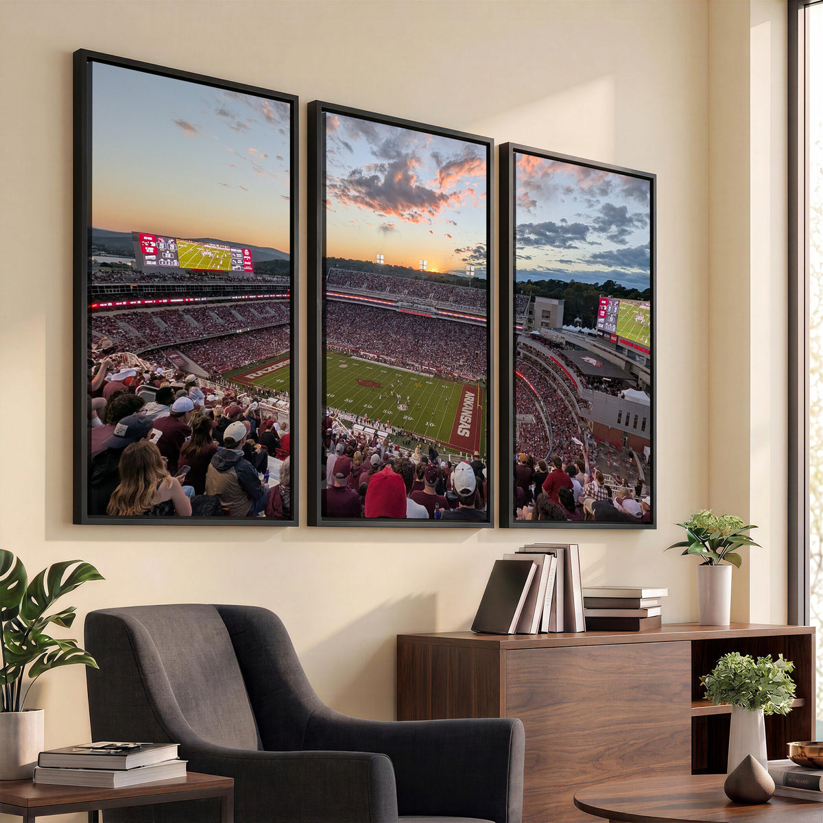 71837429-MGV-CV-36X24 - Donald W. Reynolds Razorback Stadium Wall Art Canvas Print – Arkansas Razorbacks Football Artwork for Home, Office, and Sports Room Decor