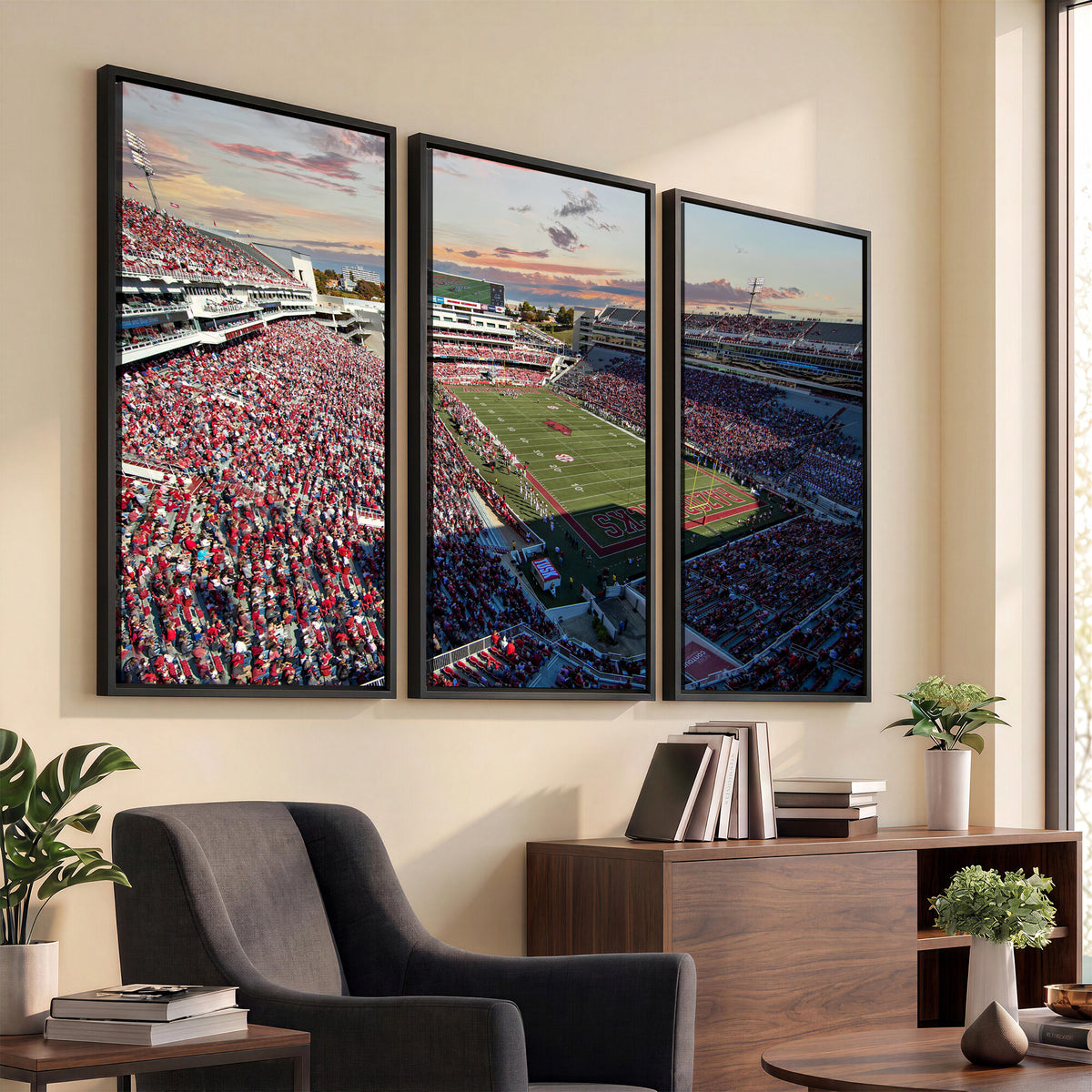 46571211-MGV-CV-36X24 - Donald W. Reynolds Razorback Stadium Wall Art Canvas Print – Arkansas Razorbacks Football Artwork for Home, Office, and Sports Room Decor