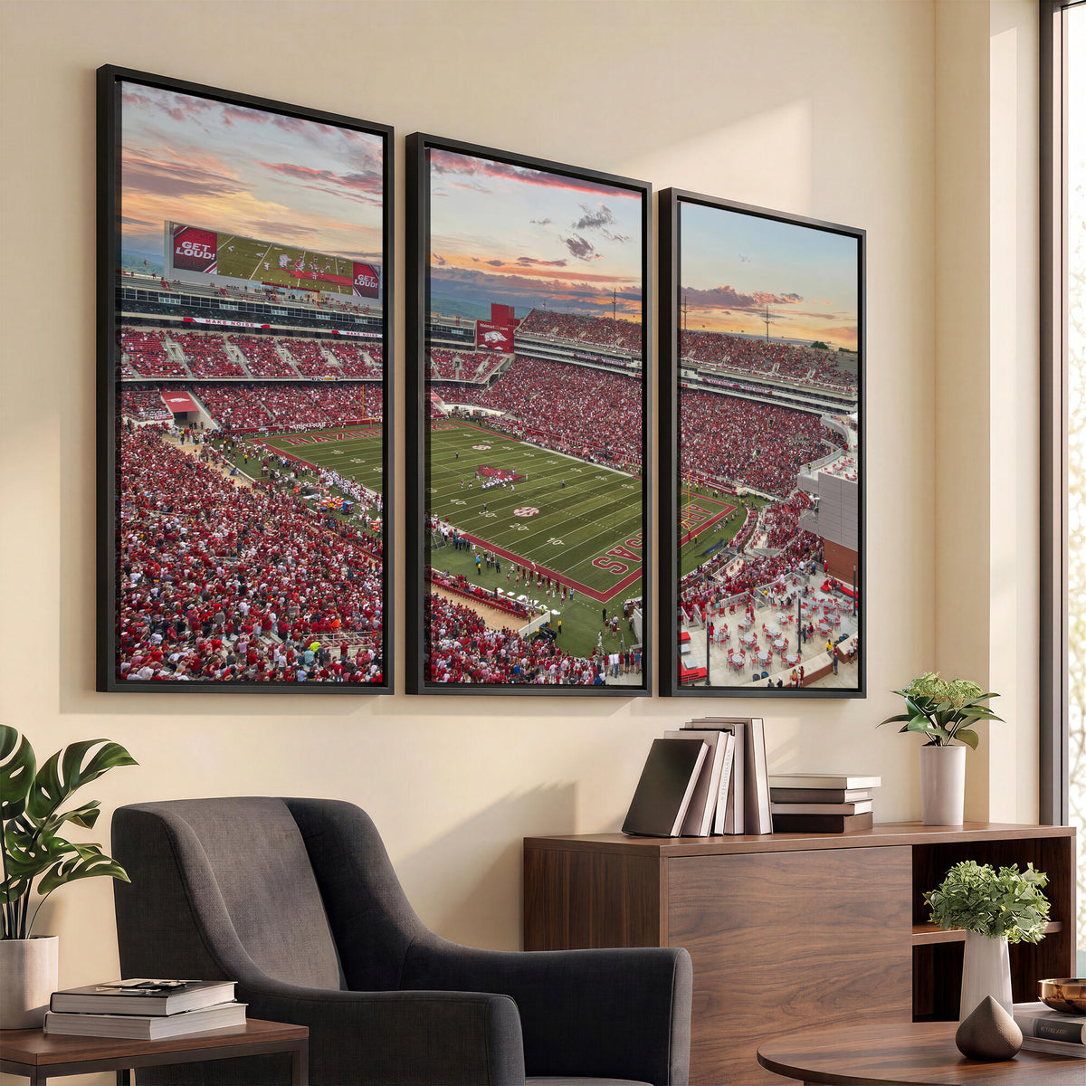 82233065-MGV-CV-36X24 - Donald W. Reynolds Razorback Stadium Wall Art Canvas Print – Arkansas Razorbacks Football Artwork for Home, Office, and Sports Room Decor