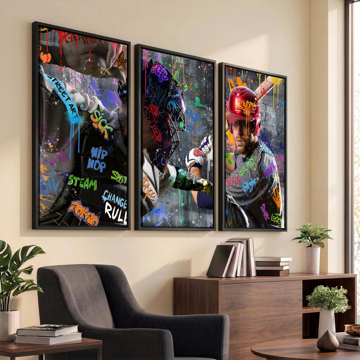 19634994-MGV-CV-36X24 - Graffiti Baseball Player Street Art Wall Art Canvas Print