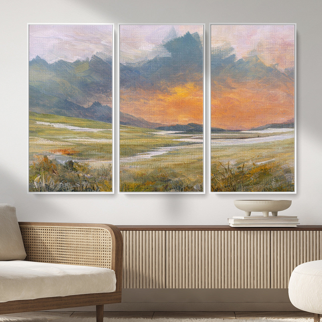 39892091-MGV-CV-36X24 - Mountain Sunset Wall Art Canvas Print Vintage Landscape Panorama Rustic Nature Decor