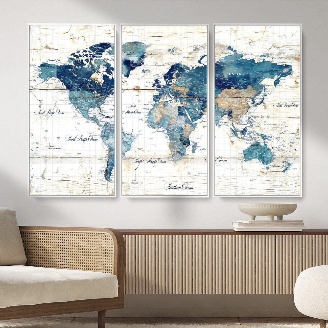 86799232-MGV-CV-36X24 - Watercolor World Map Canvas Wall Art Print – Abstract Colorful Travel Wall Decor