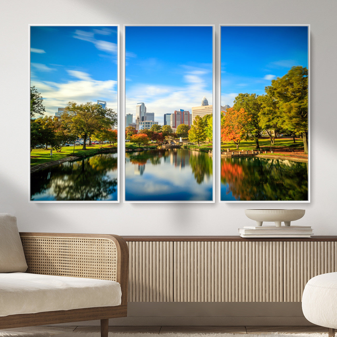 83254720-MGV-CV-36X24 - Charlotte Skyline Canvas Wall Art Print – North Carolina Cityscape Photography Print