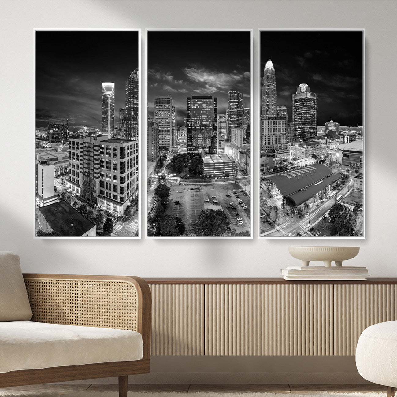 60105075-MGV-CV-36X24 - Charlotte Skyline Canvas Wall Art Print – North Carolina Cityscape Photography Print