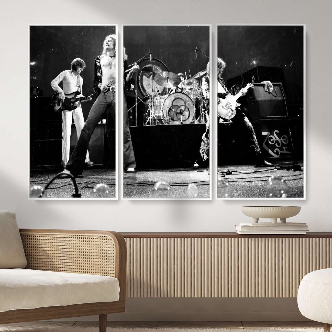 87313532-MGV-CV-36X24 - ed Zeppelin Live Concert Canvas Wall Art, Classic Rock Band Photography Print, Vintage Music Stage Performance Artwork