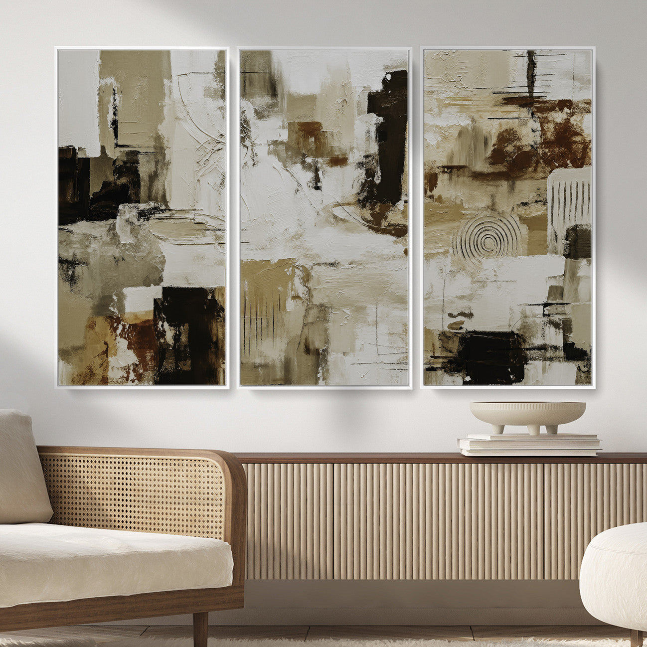 15668286-MGV-CV-36X24 - Blue Teal Abstract Canvas Wall Art, Modern Textured Painting Print, Navy Orange White Contemporary Art, Neutral Living Room Decor, Office Art
