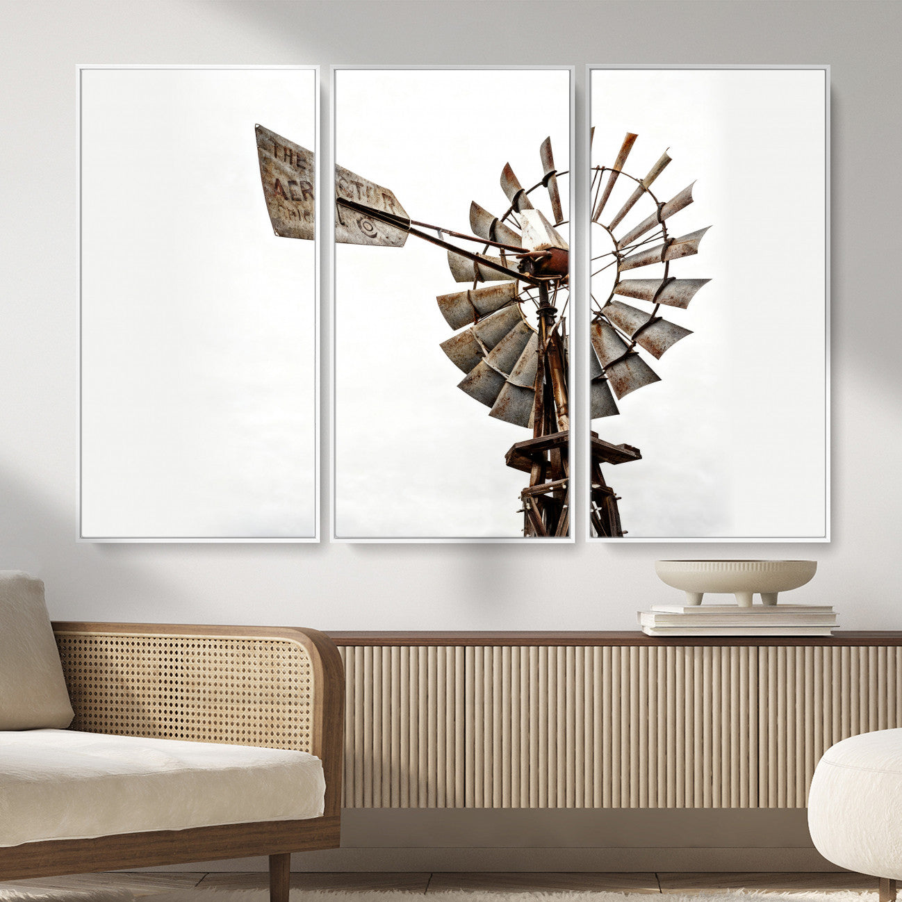 99806928-MGV-CV-36X24 - Rustic Farmhouse Windmill Canvas Wall Art Vintage Western Farmhouse Print