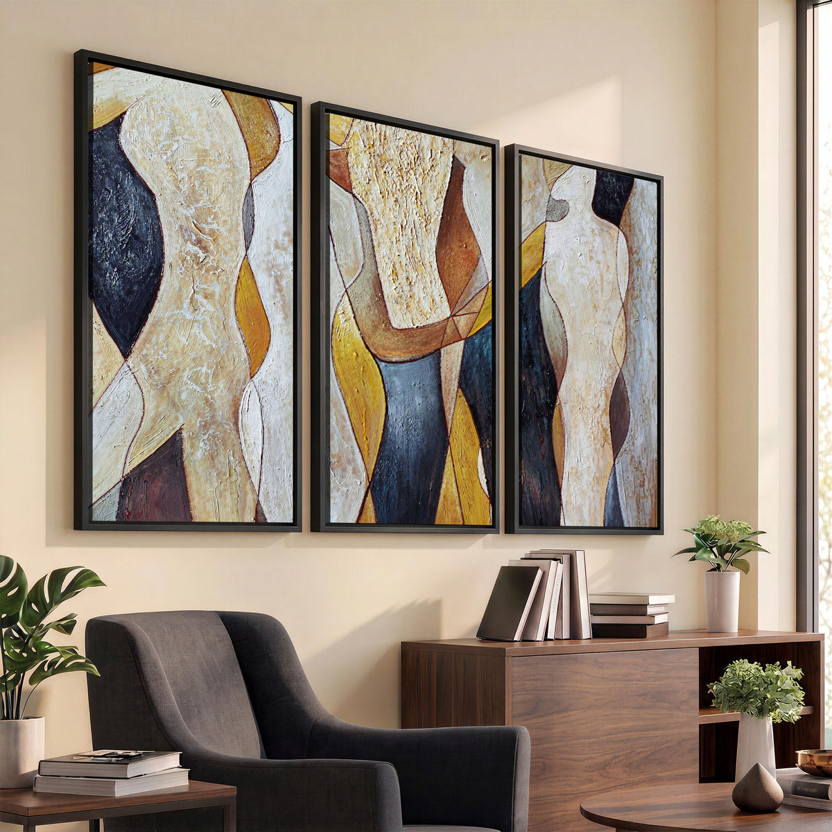 96079939-MGV-CV-36X24 - Mid Century Modern Figurative Canvas Wall Art Abstract Cubist Painting Print
