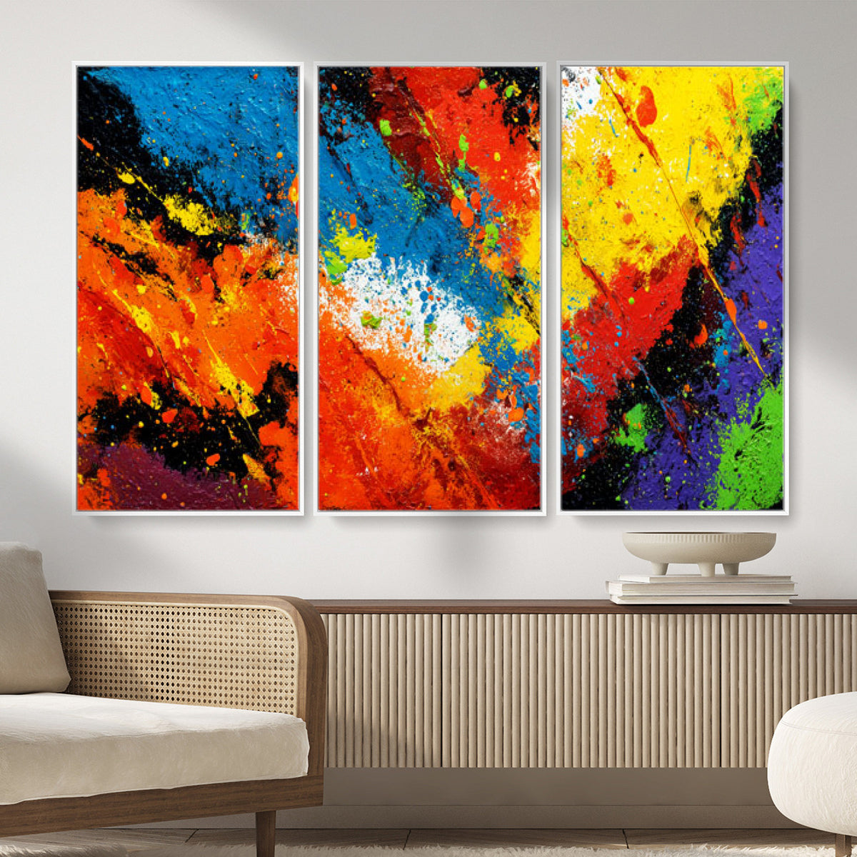 74888753-MGV-CV-36X24 - Vibrant Blue Abstract Canvas Wall Art Colorful Impasto Oil Painting Print