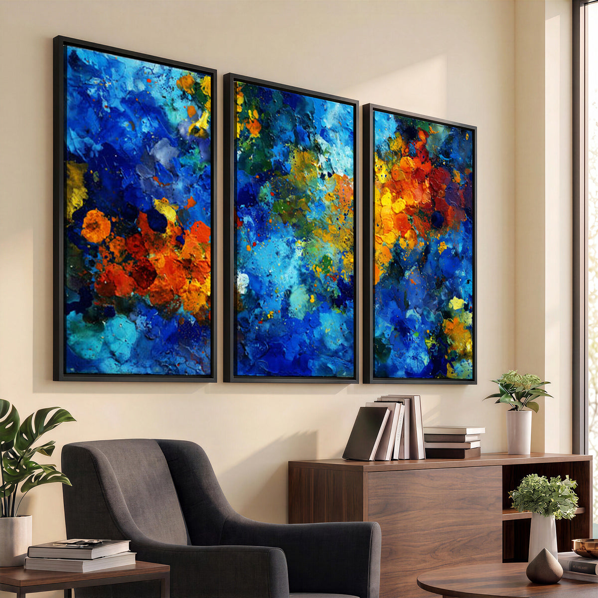 52431611-MGV-CV-36X24 - Vibrant Blue Abstract Canvas Wall Art Colorful Painterly Oil Painting Style Print