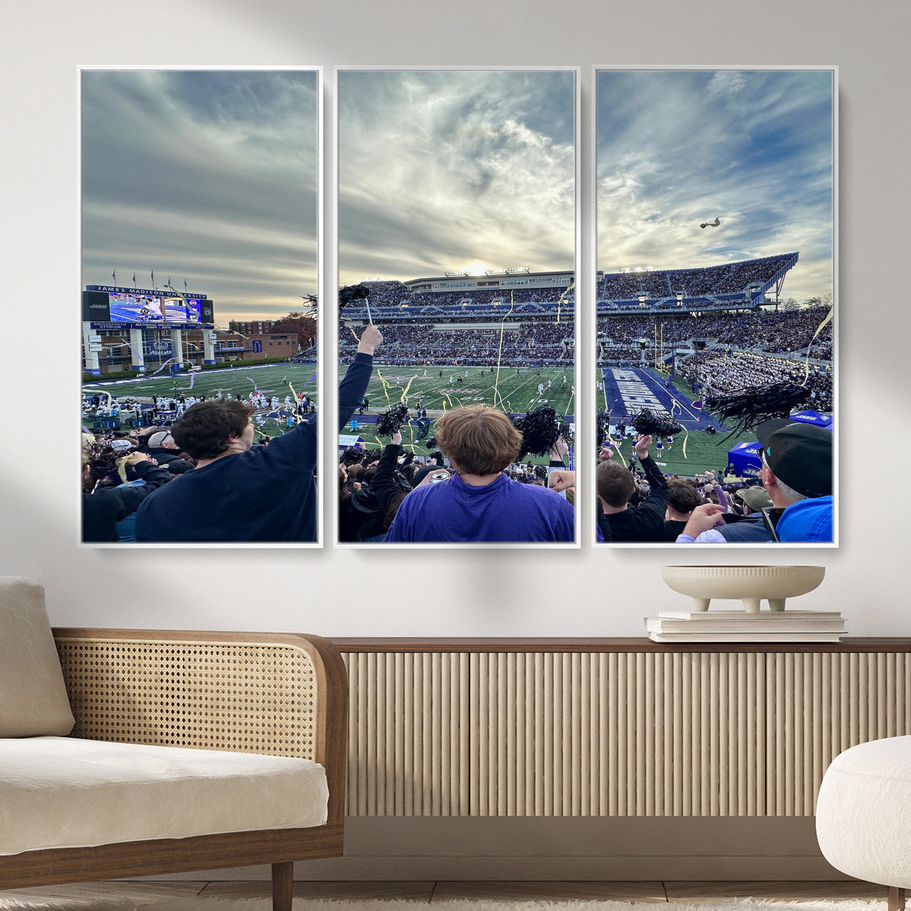 400867JMU-MGV-CV-36X24 - JMU Stadium Wall Art Canvas Print for Game Room Decor - James Madison University Stadium