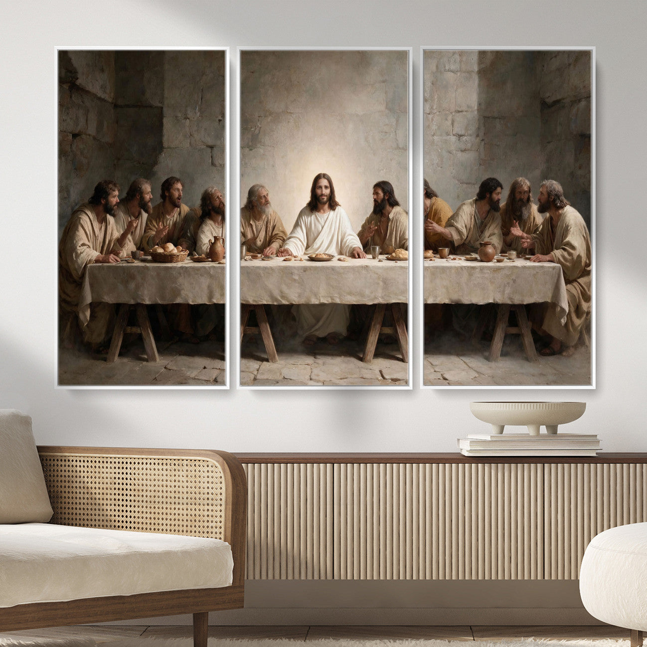 69633087-MGV-CV-36X24 - The Last Supper of Jesus Christ Wall Art Canvas Print - Classical Christian Faith Home Decor