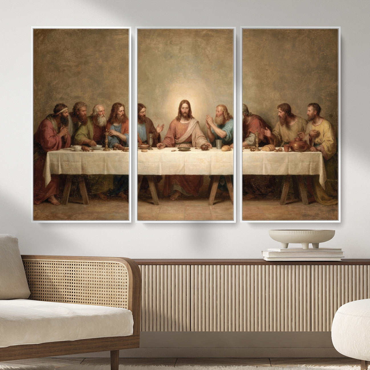 50761248-MGV-CV-36X24 - The Last Supper of Jesus Christ Wall Art Canvas Print - Classical Christian Faith Home Decor