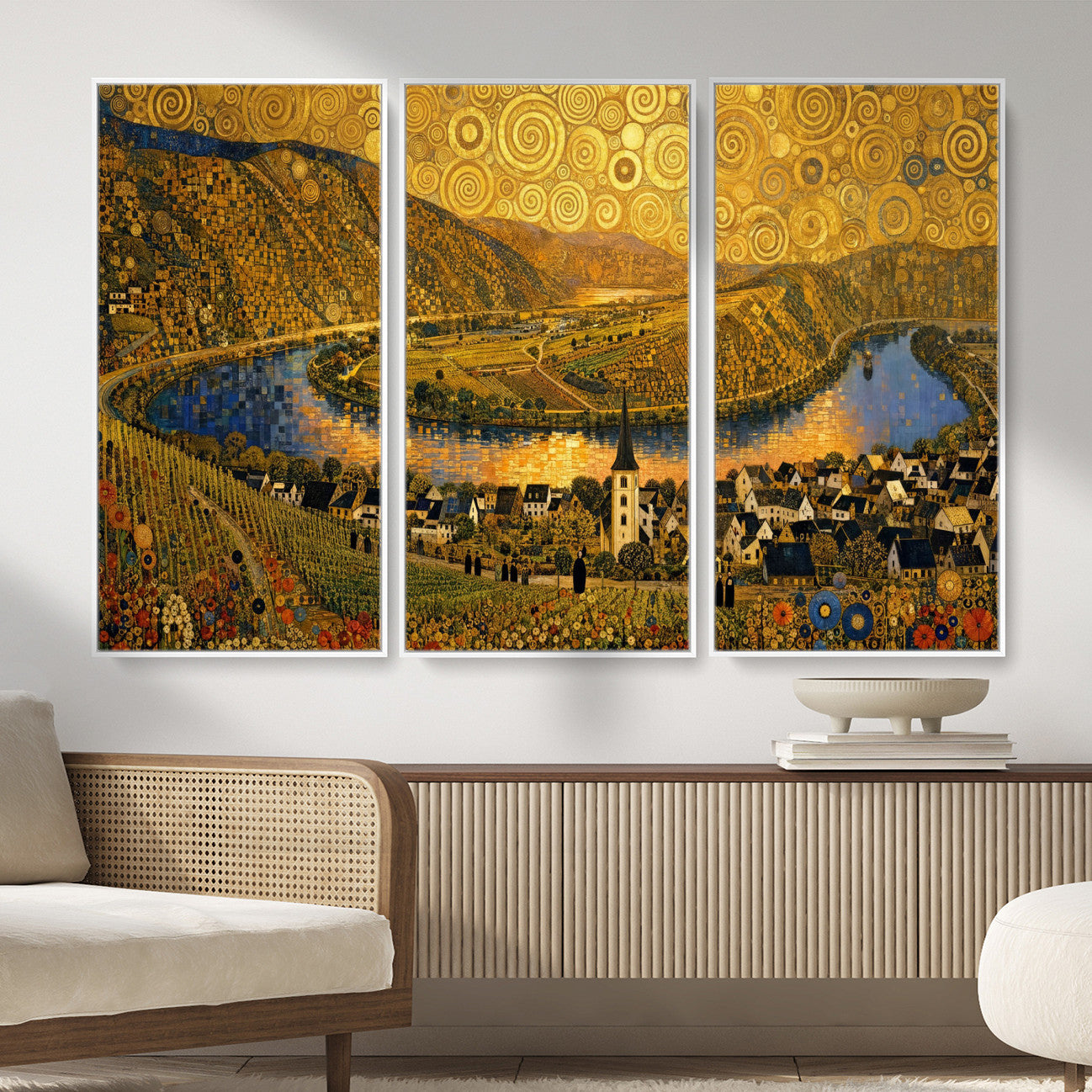 33713008-MGV-CV-36X24 - Gustav Klimt Style Mosel City Wall Art Canvas Print
