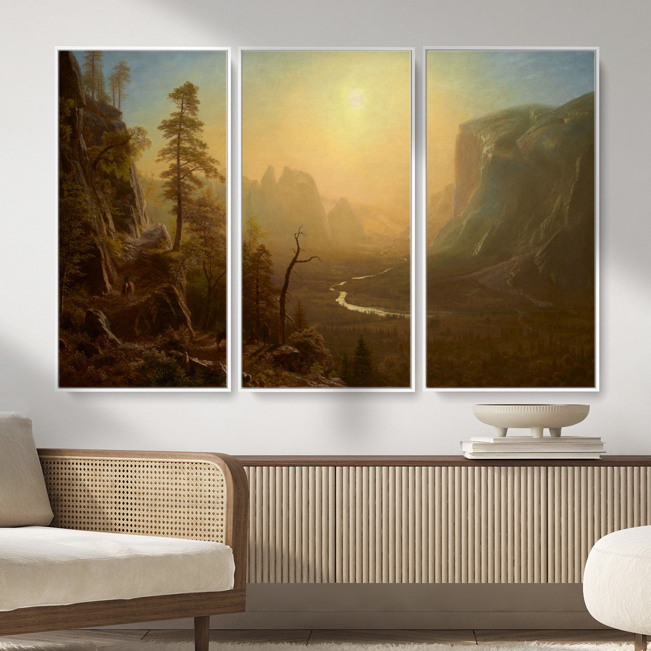 32350988-MGV-CV-36X24 - Albert Bierstadt Among the Sierra Nevada California Yosemite Wall Art Canvas Print, Classic Fine Art Painting Print