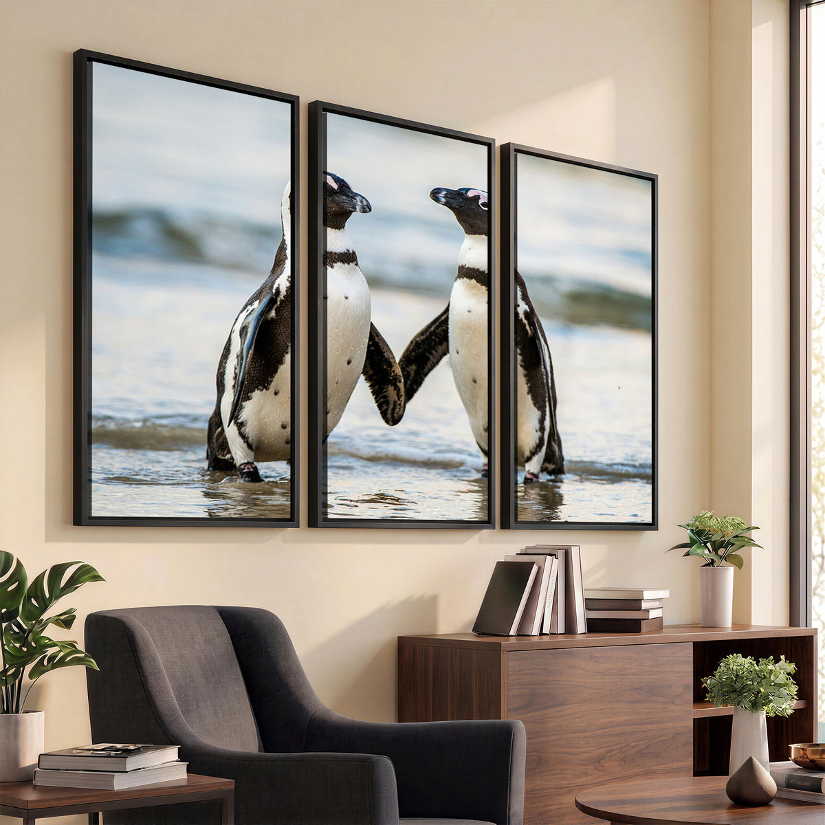 64870405-MGV-TP-30X20 - African Penguins Boulders Beach Wall Art Canvas Print, Cute Penguin Couple Photo Print