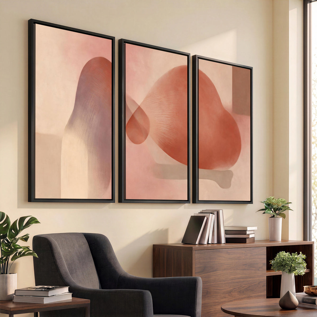 85110643-MGV-CV-36X24 - Vinna Begin Calin Biomorphic Abstract Wall Art Canvas Print, Terracotta Pink Organic Shapes