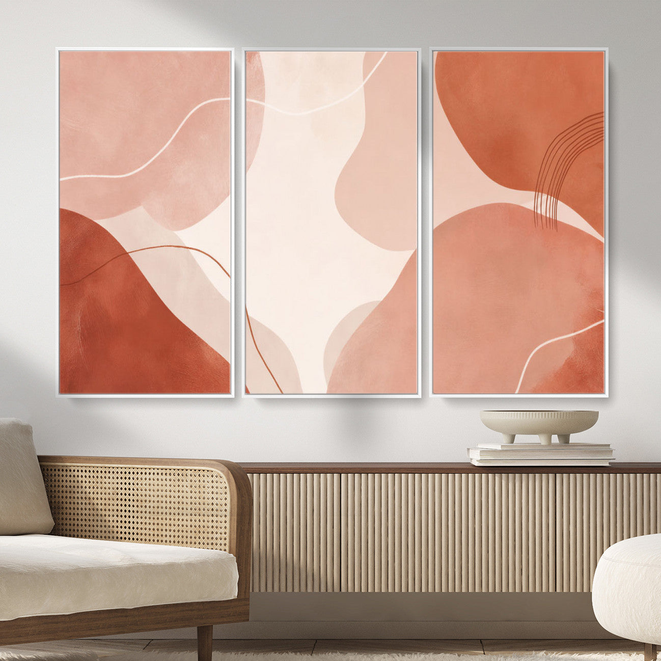 17685421-MGV-CV-36X24 - Abstract Boho Terracotta Wall Art Canvas Print, Mid Century Minimalist Painting Print