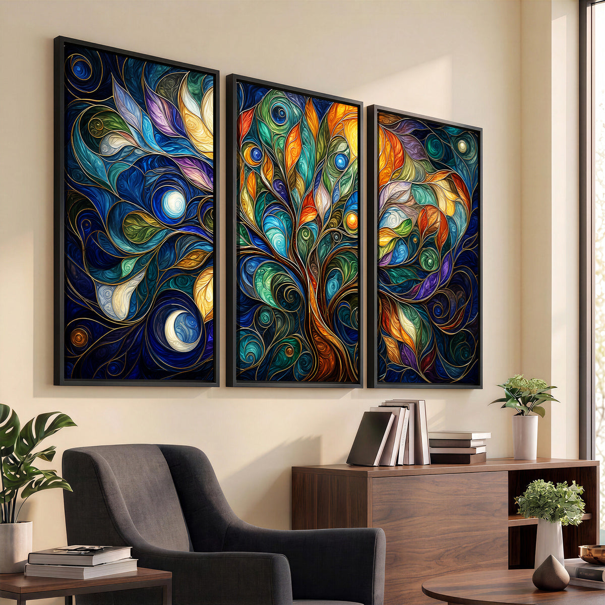 60127105-MGV-CV-36X24 - Psychedelic Tree Of Life Wall Art - Vibrant Swirl Cosmic Nature Decor