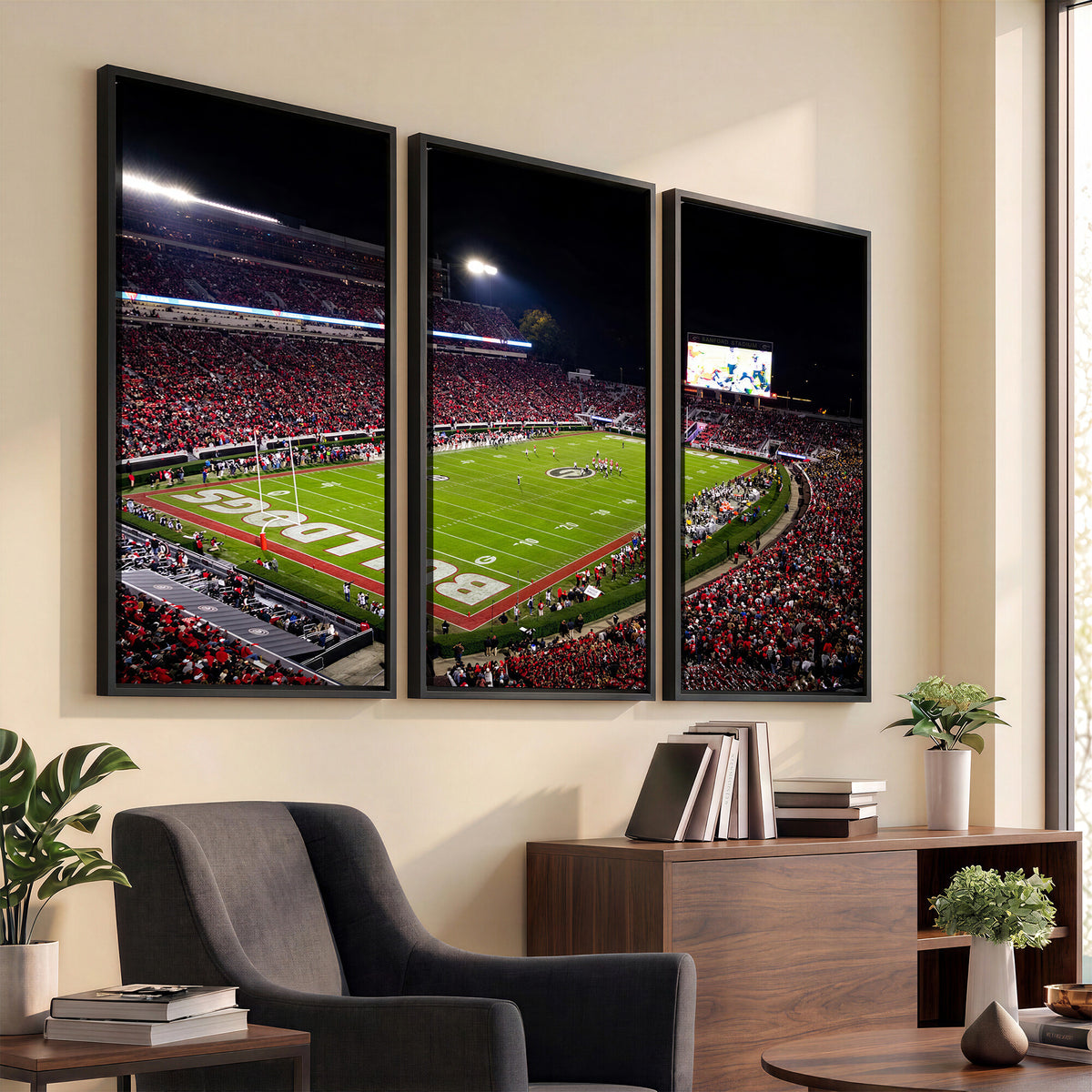 12753057-MGV-TP-30X20 - Sanford Stadium Night Game Canvas Wall Art - Georgia Bulldogs Football Stadium Print