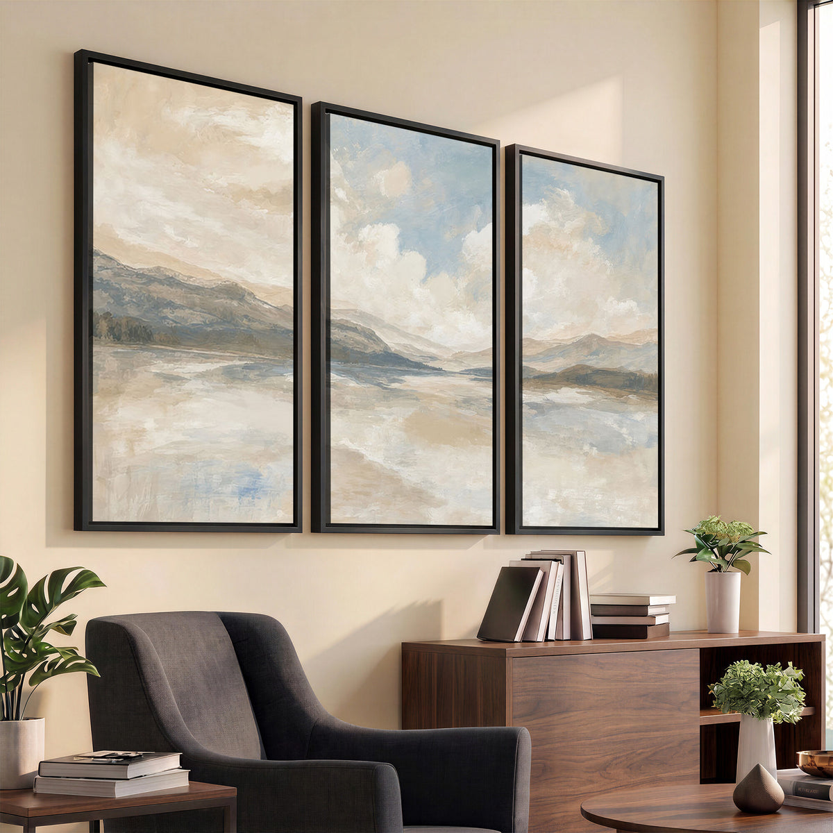 12998065-MGV-CV-36X24 - Serene Mountain and Lake Landscape Canvas Wall Art