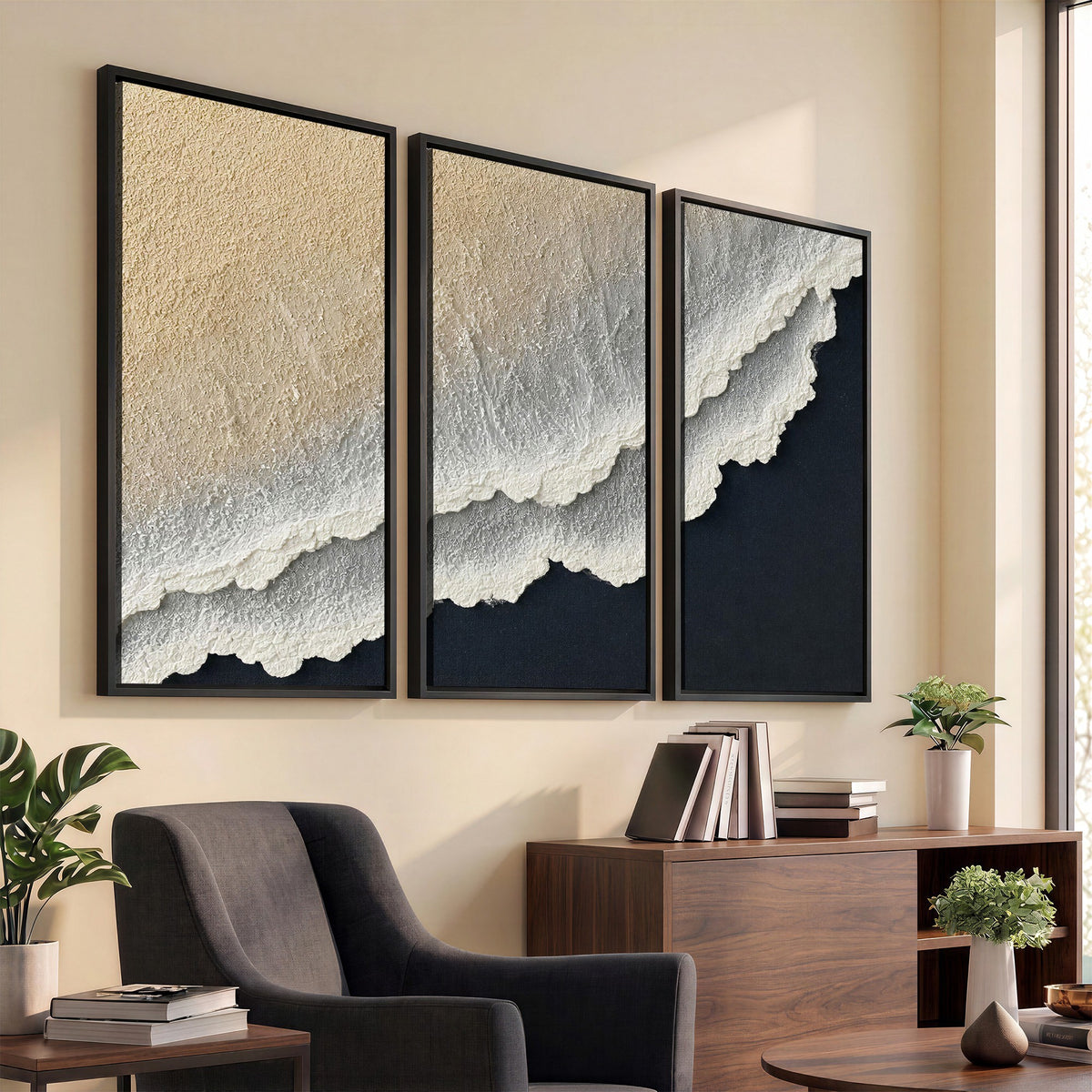 32969959-MGV-CV-24X16 - Abstract Ocean Wave Canvas Wall Art, Coastal Beach Wall Decor for Living Room